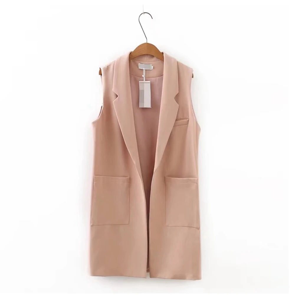 Женский Длинный жилет без рукавов весенне осенний костюм большого размера с