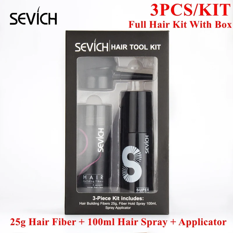 Набор для наращивания волос Sevich 3 шт./компл. кератин 25 г спрей утолщения с насосным