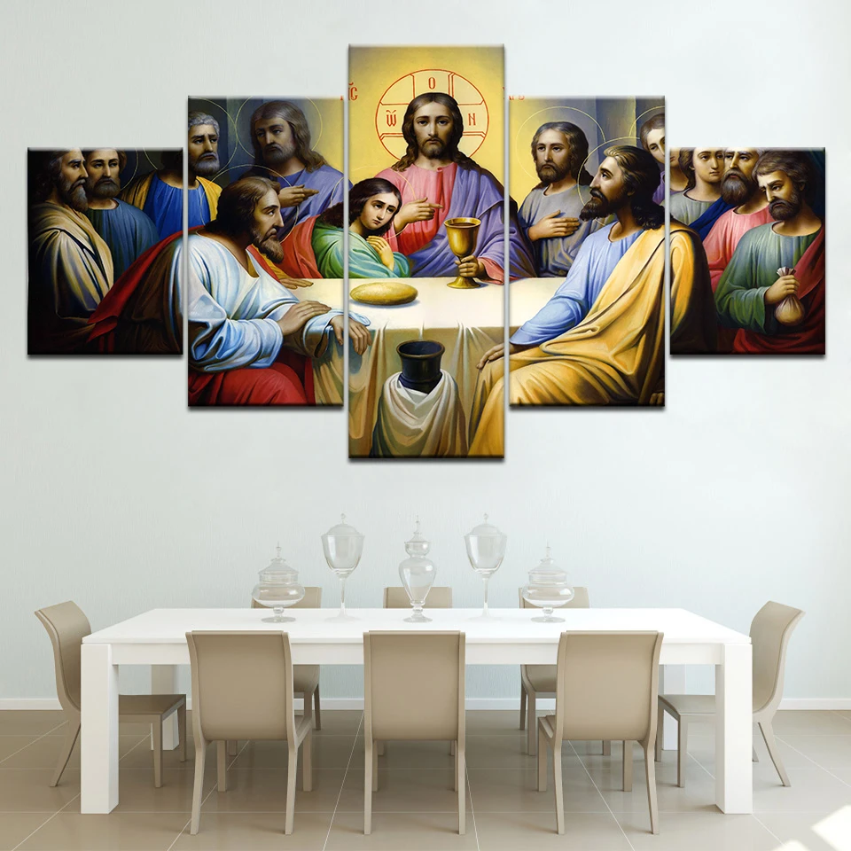 

Embroidery 5D Diamond Cross Stitch 5 Pcs Painting Last Supper By Da Vinci Christian Home Decor Full Round Drill Picture Wall Art