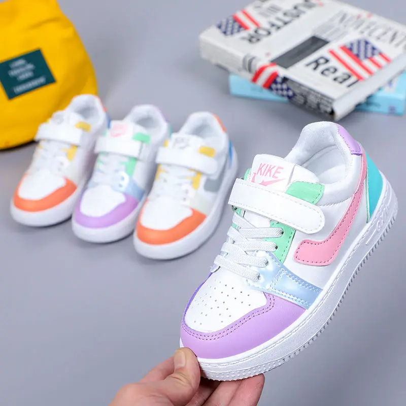 

Fashion Kid's Sneakers Sports Skateboarding Shoes Waterproof Leather Brand Shoes Gir's Casual Flat Small White Shoes Child 25-36