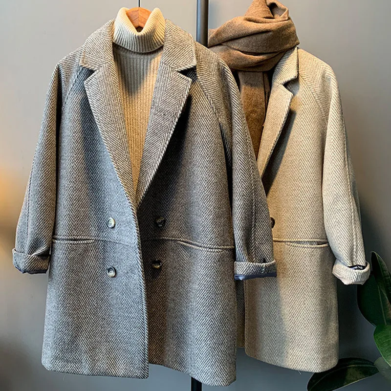 

New Casual Winter long coats women elegant women jacket long sleeve women wool warm coat slim female clothes ladies gray coats