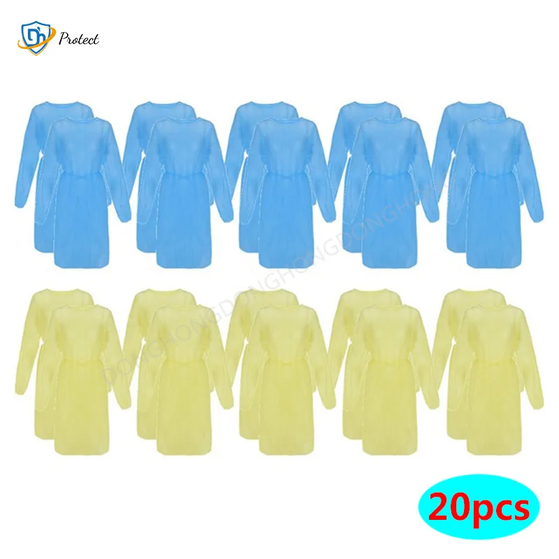 

20PC Disposable A5 Protective Coveralls Non-woven Isolation Clothing Universal Anti-Spitting Anti-Stain Nursing Gown Hazmat Suit