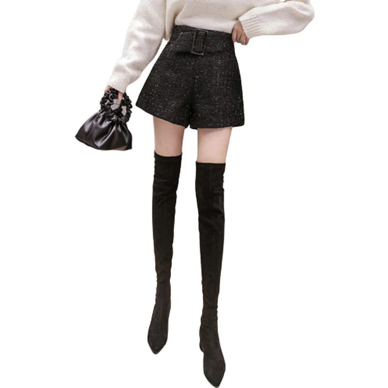 

Autumn Winter Women's Shorts Korean Style Solid Color Casual Wide-leg Shorts New High-waist Loose Female Shorts GX624