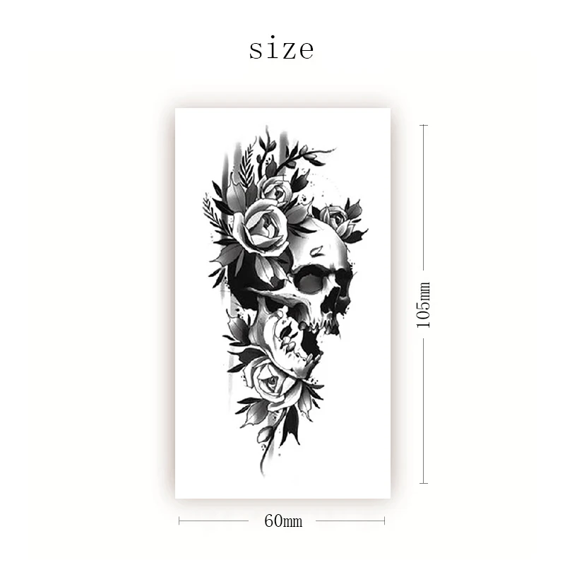 

Waterproof Temporary Tattoo Sticker Black Rose Skull Wolf Snake Forest Tattoo Stickers Flash Tattoos Fake Tatoos for Women Men