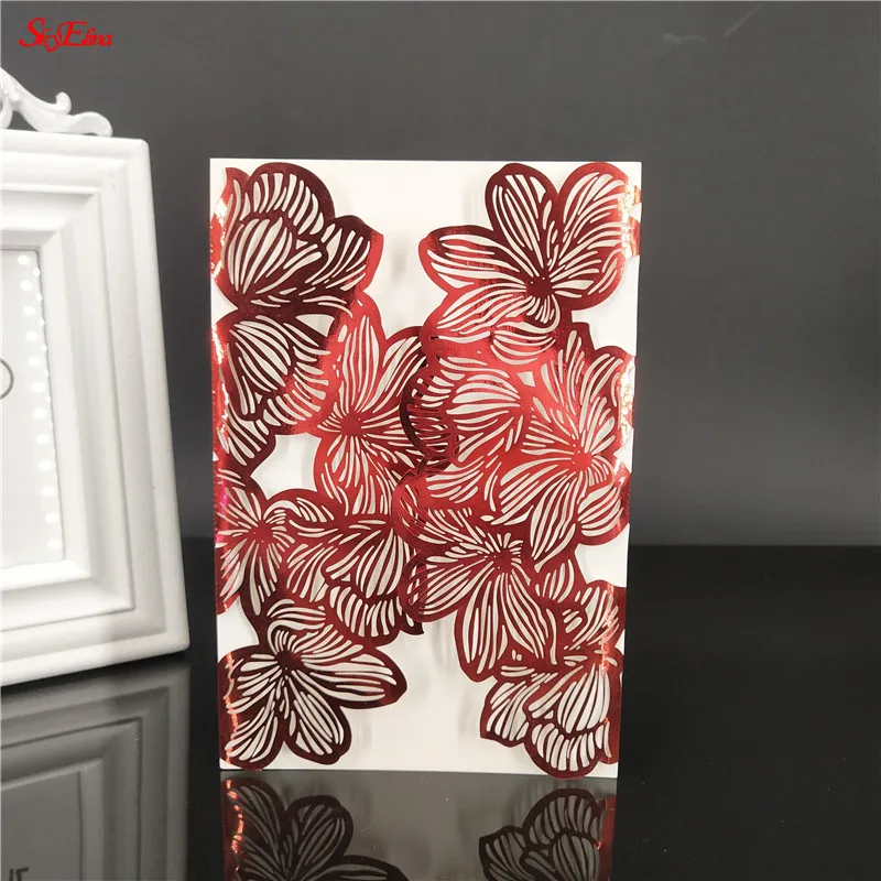 Bright Red Звездного неба Elina 10 шт. размером 12*18 см для снятия боли в Лазерная резка Брак поздравительные открытки Почтовая открытка товары для праздника свадебные Приглашения карты 6zsh072 - Цвет: Bright Red