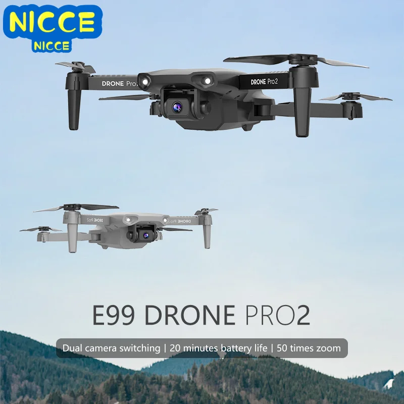 

Nicce E99Pro Mini Drone 4K1080P HD Camera WiFi Fpv Air Pressure Altitude Keep Gray and Black Foldable Quadcopter RC Drone Toy