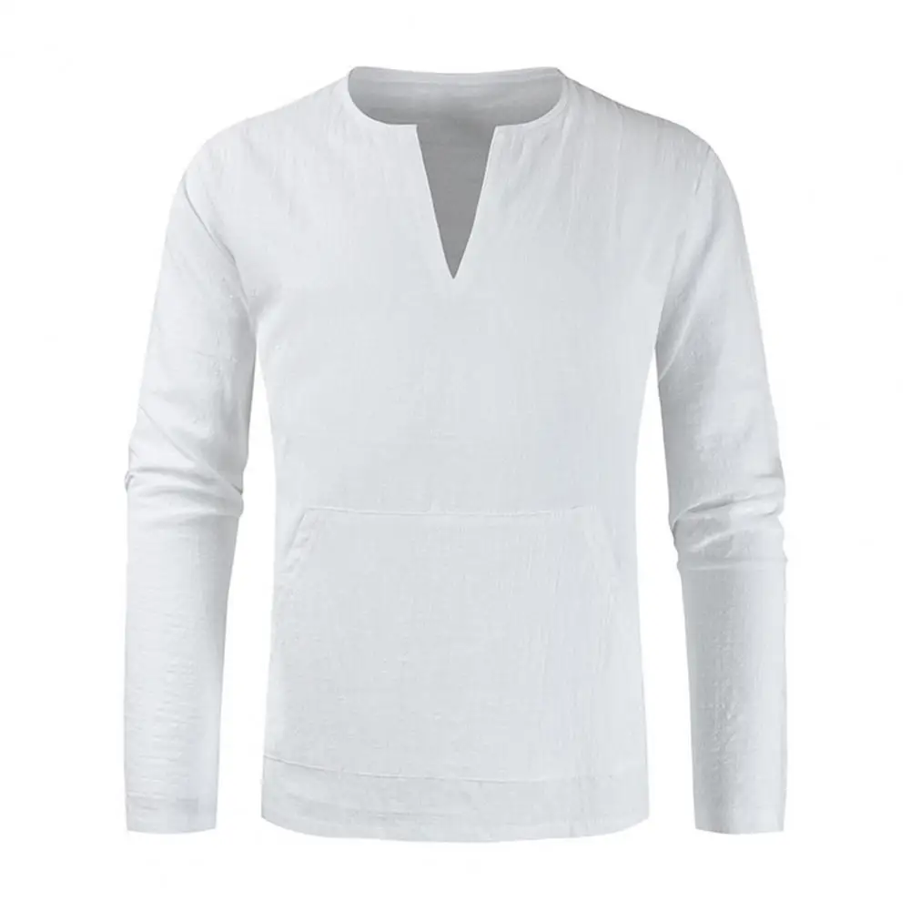 

2021 New Autumn Men Long Sleeve Tops T-shirt Soft V Neck Slim Pullover Top Elegant Male Clothing Streetwear