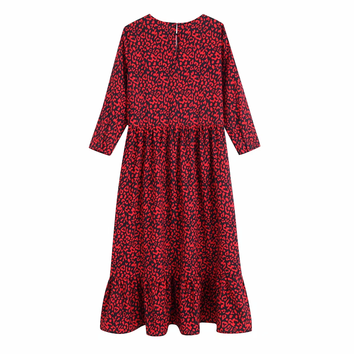 Женское винтажное платье с леопардовым принтом boho красное плиссированное