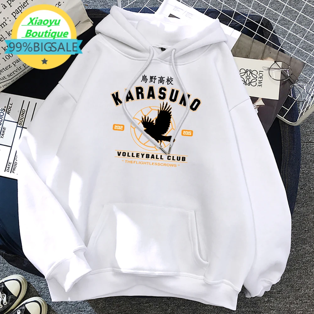 

KARASUNO Hoodies Mens Fashion Loose VOLLEYBALL CLUB Hoodie Cute Crewneck Haikyuu Sweatshirt Autumn Fleece Pocket Clothes Man