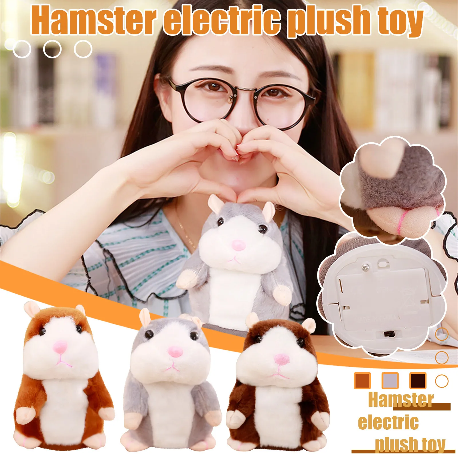 1 шт. Забавный говорящий хомяк плюшевые игрушки повторяет то что вы говорите