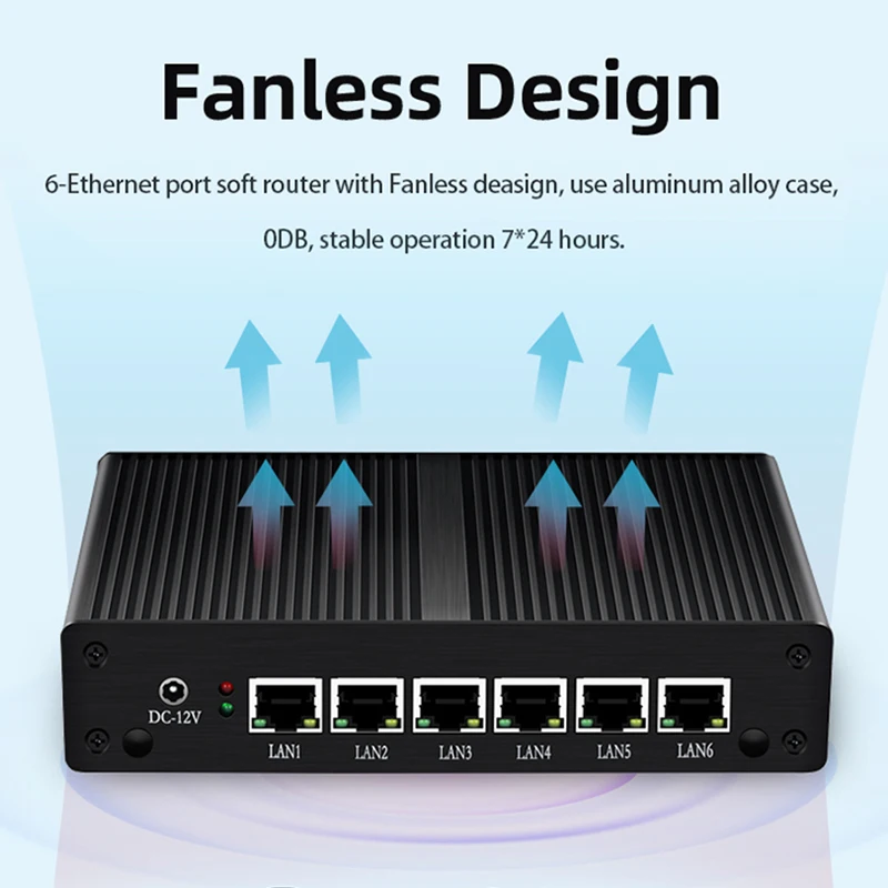 Безвентиляторный мини ПК Intel Celeron 6lan Minipc Linux Win 10 Мини компьютер Тонкий клиент LAN USB
