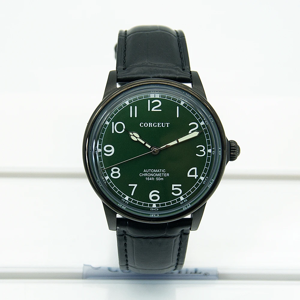 42 мм Корпус из нержавеющей стали PVD Черный чехол светящиеся арабские цифры