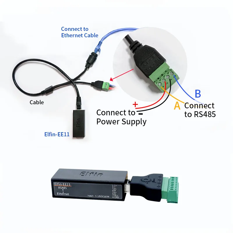 HF Elfin EE11 последовательный мини сервер RS485 для Ethernet Modbus TCP HTTP RJ45 конвертер со