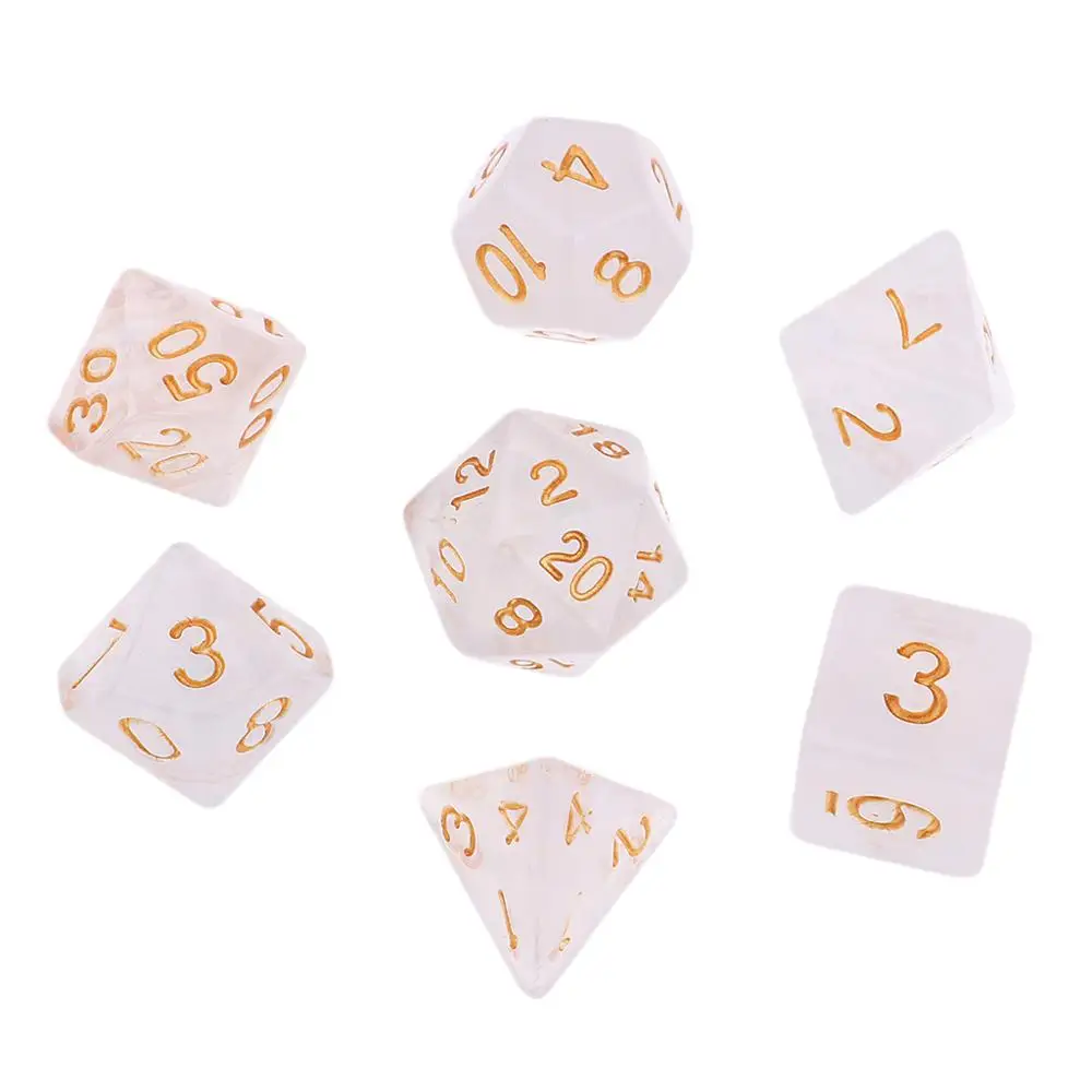 C-White 7 шт многогранные кости для подземелий и драконов DND Dados RPG MTG настольная игра D20 D12 D10 D8 D6 D4 набор разноцветных кубиков и кубиков - Цвет: C-White
