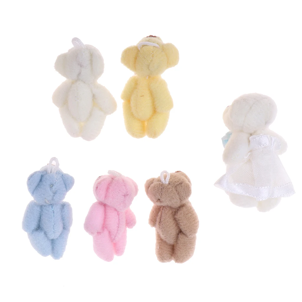 

7 Pcs 1/12 Doll Plush Mini Little Bear Toys for Doll Accessories
