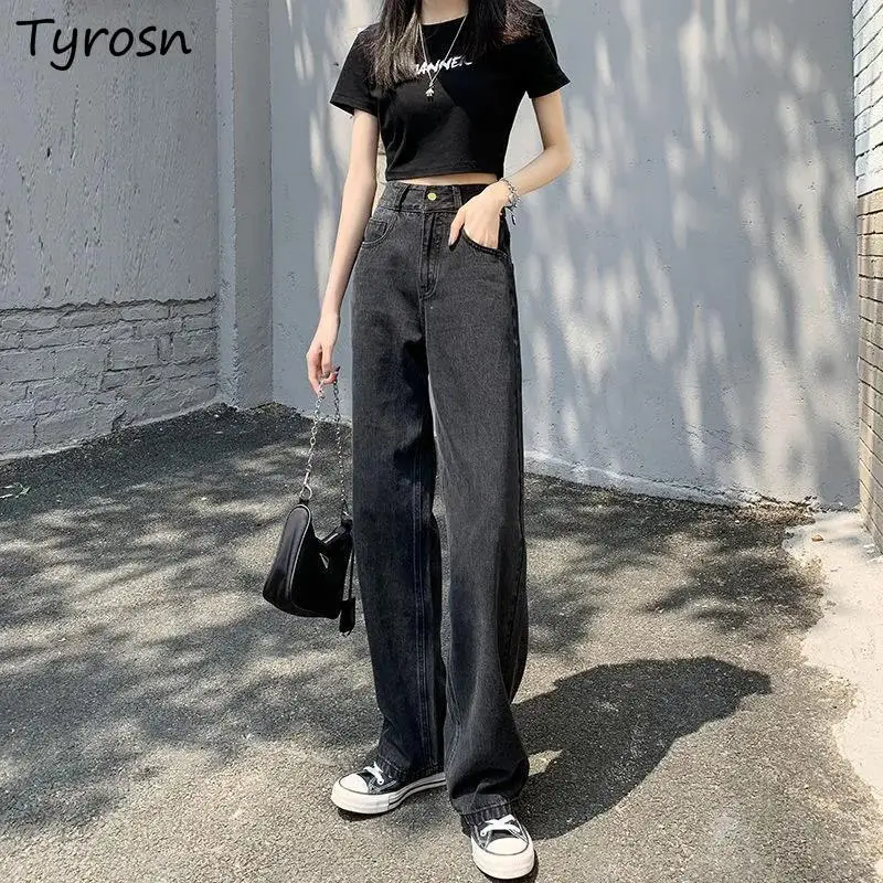 

Jeans Women Retro Vintage Streetwear Wide-leg Denim Trouser All-match Harajuku Baggy High Waisted Jean Teens Ulzzang Bottoms Ins
