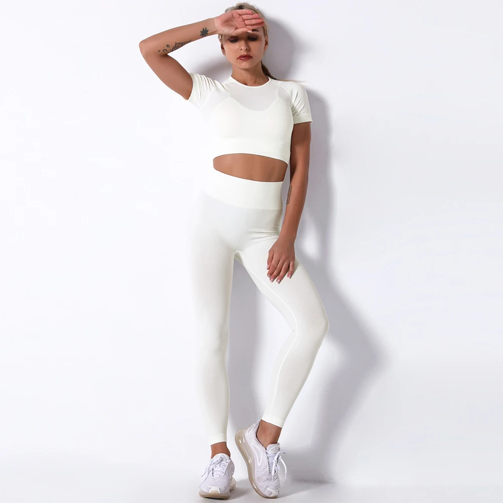 

Seamless Women Yoga Set High Waist Yoga Pants Gym Clothing Women Sportswear Sport Shorts Sports Bra T-shirt Workout Sports Set