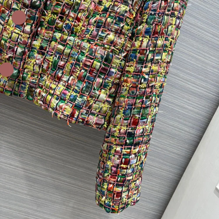 

2021 early spring women's new product temperament celebrity personality color halo dyeing woven straight cylinder short coat