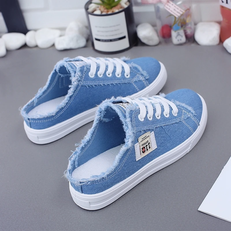 Women&#39;s Lace Up Canvas Sneakers, Women&#39;s Casual Shoes, Flat Shoes, One Foot Pedal, New in the Spring and Autumn of 2021