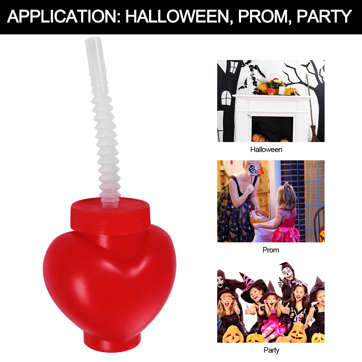 1 шт. забавная бутылка для Хэллоуина с соломенной чашкой сердца прочная легкая