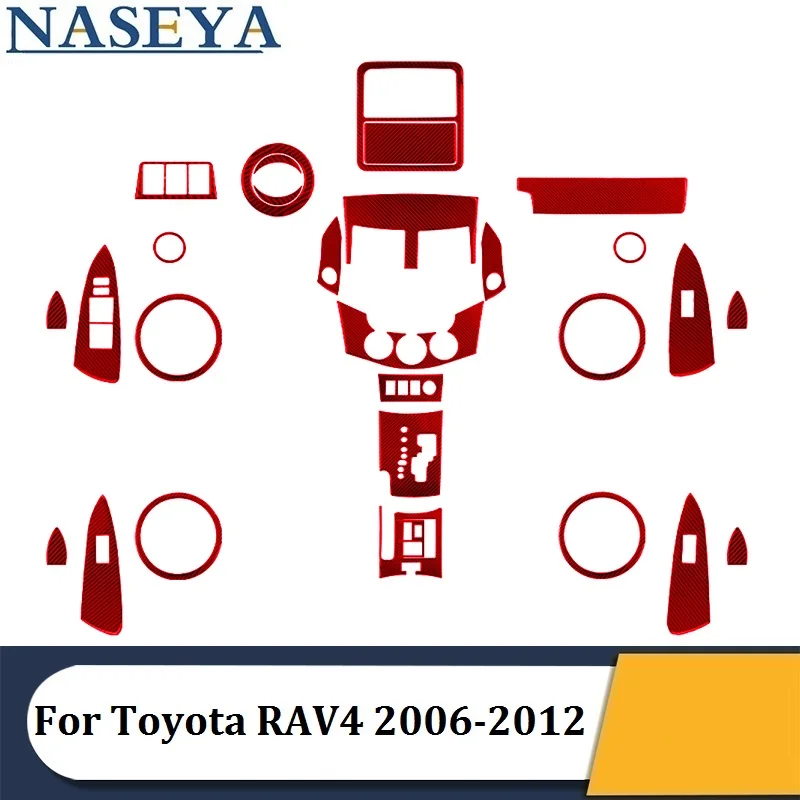 

For Toyota RAV4 2006 2007 2008 2009 2010 2011 2012 Carbon Fiber Red Stickers Car Interior Styling Decorative Accessories