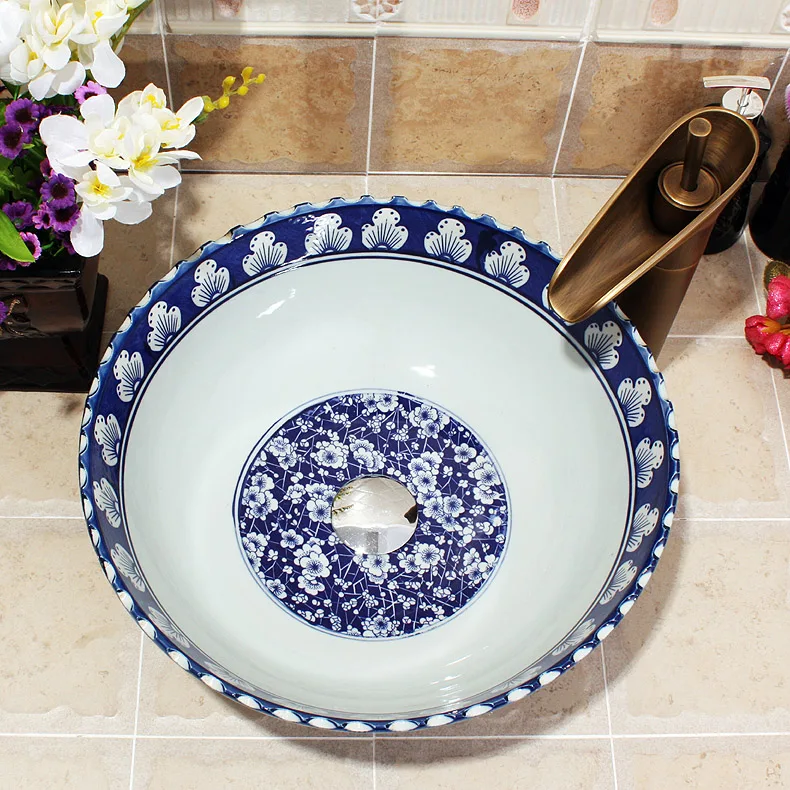 Китайская художественная керамическая раковина овальная для ванной комнаты
