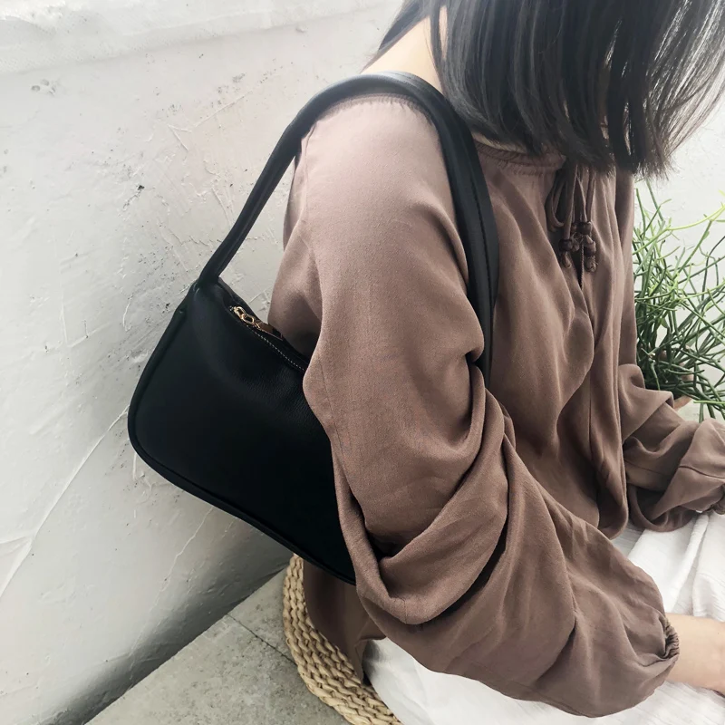Small Brand Female Handbags Luxury Handbags Women Bags Designer Hobos Purses Moon Woman's Handbag Shoulder Bags Vintage Bag - Цвет: Черный