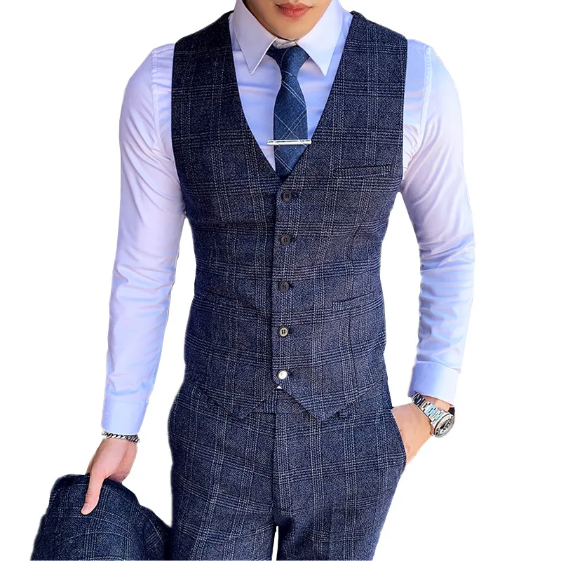 Мужской повседневный жилет синий серый коричневый мужской Азиатский размер S M L XL