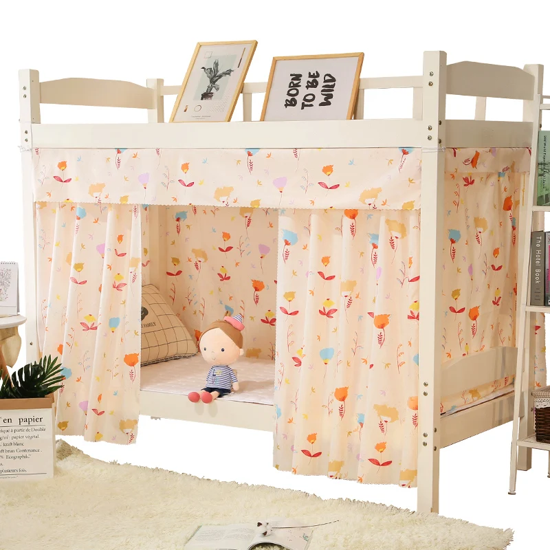 Студенческого общежития кровать Шторы Свежий плед покрытие стола светильник Топ