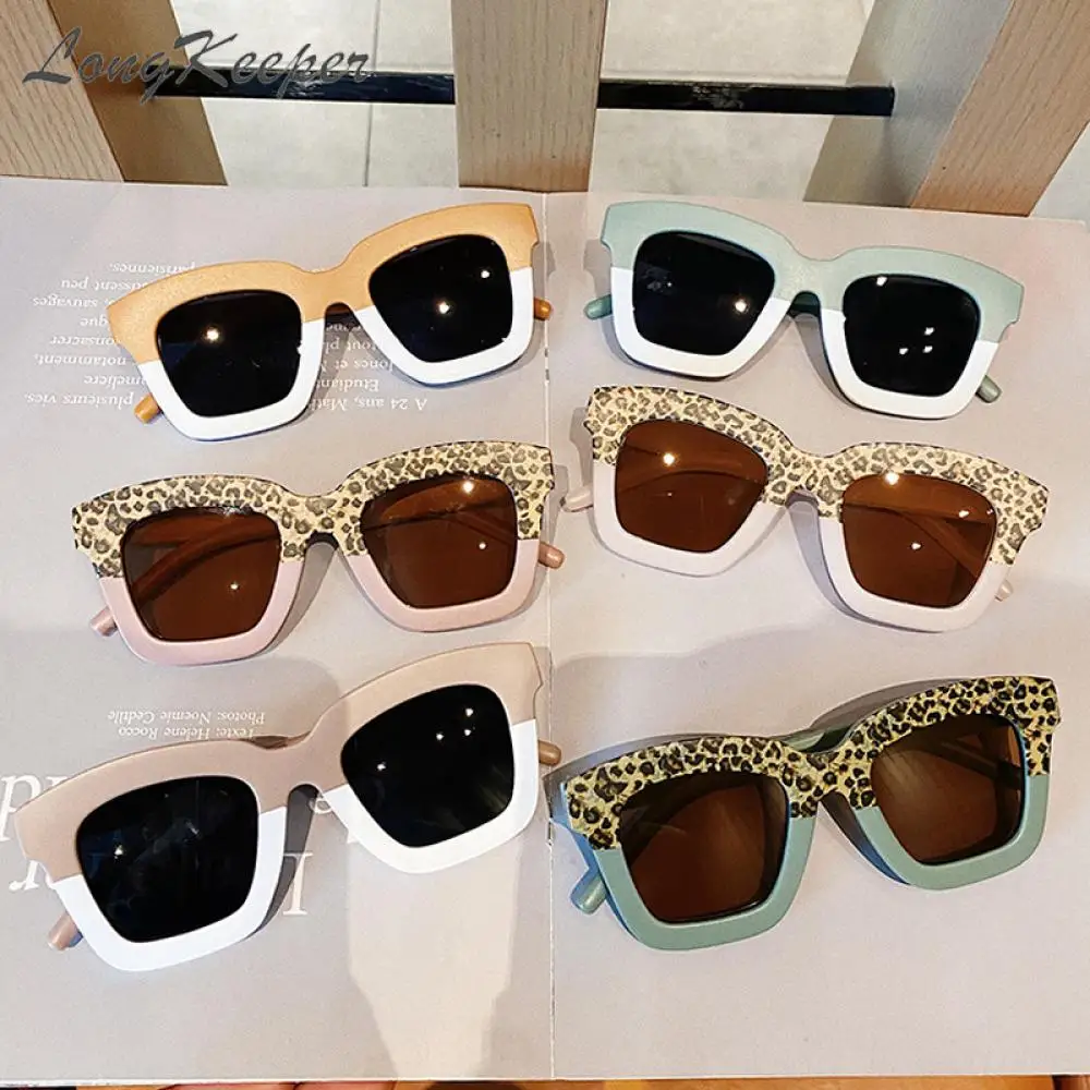 

NLAJIZTY Fashion Retro Square Double Colors Kids Sunglasses Brand Designer Children Eyewear Boys Girls Baby Goggle Shades