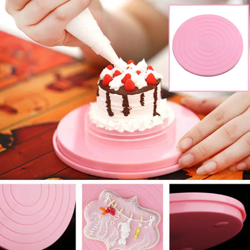 

360 Degree 14cm Rotating Revolving Cake Turntable Mini Cake Cookies Decorating Manually Table Cake Stand Free shipping