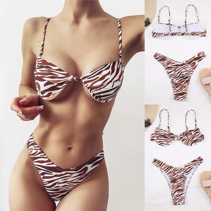 

Для женщин печатных Высокая Талия 2-х частей бикини Разделение наборы купальников