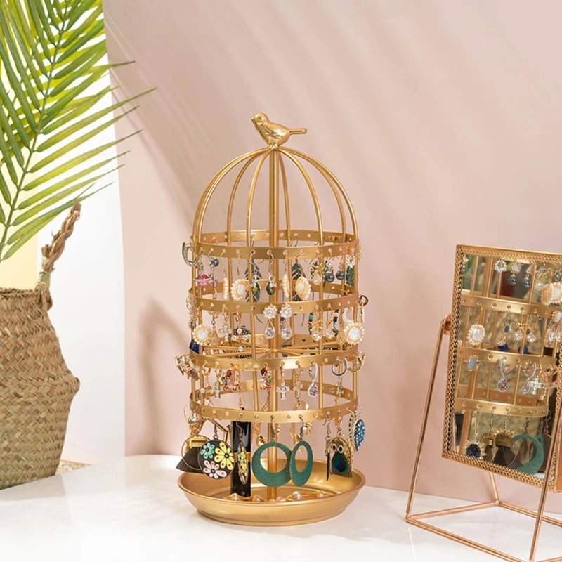 

144 hole 4 layers rotating round earring display stand metal jewelry stand earrings/necklace jewelry storage box