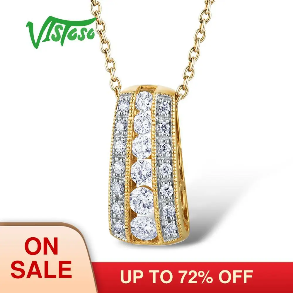 Женское золотое ожерелье VISTOSO серебряное с блестящим бриллиантом 9K 375 ювелирные