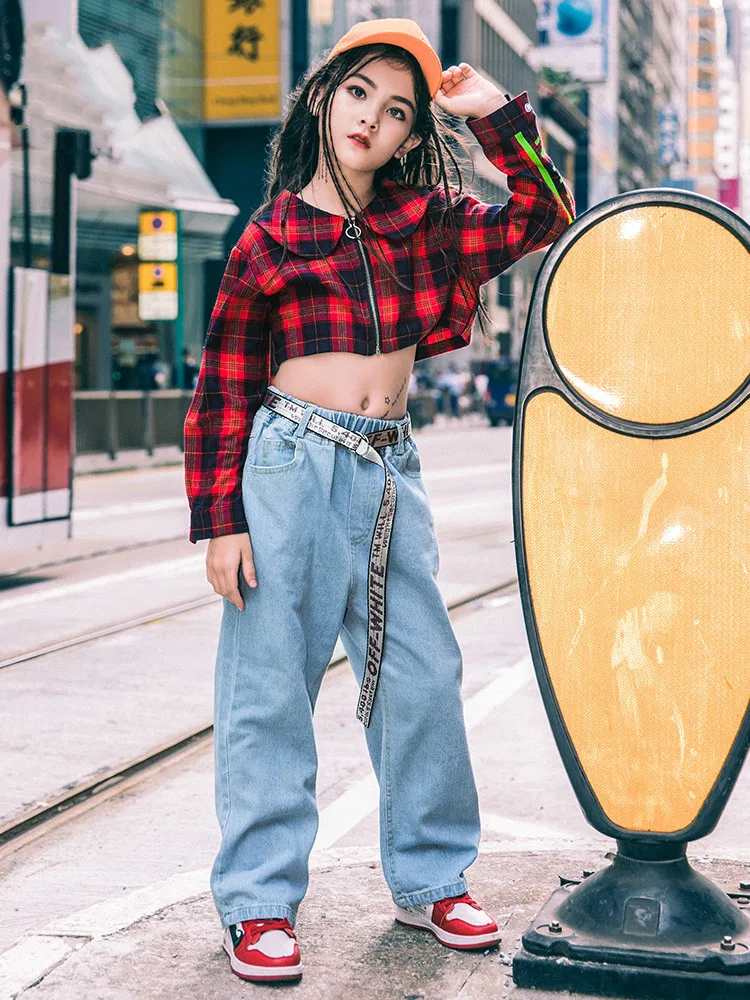 Модные танцевальные костюмы в стиле хип-хоп для детей мальчиков и девочек