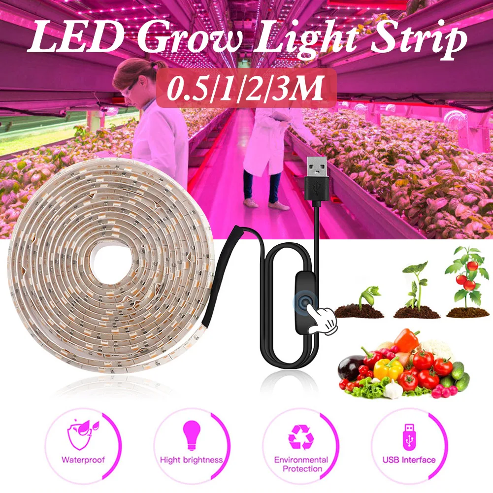 

LED Grow Light Full Spectrum 5V USB Grow Light Strip 2835 LED Phyto Lamps For Plants Greenhouse Hydroponic Growing 0.5M 1M 2M 3M