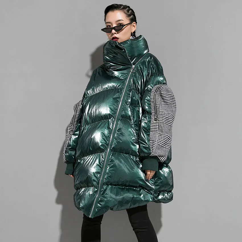 Max LuLu модная Корейская женская одежда в стиле панк, женские теплые зимние куртки с подкладкой размера d, повседневные Утепленные длинные парки размера плюс - Цвет: Зеленый