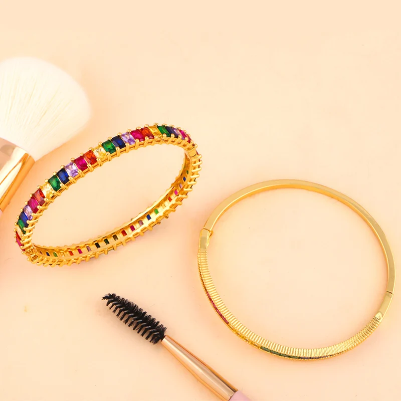 Женский Хрустальный Теннисный браслет FLOLA Радужный Браслет с кубическим