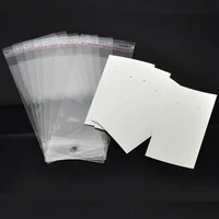 100pcs white rectangular earring paper card ear hooks display cards self adhesive bags transparent decorative gift wrapping