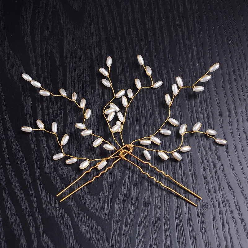 3 шт./лот золотые свадебные шпильки для волос с жемчугом заколка невесты ручной