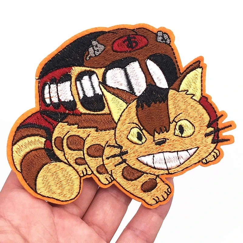 Одиночный одноразовый нашивка Cartoon Totoro Cat железный нашивка на вышитый японский аниме DIY No Face Man милый шов Детская одежда Аппликация.
