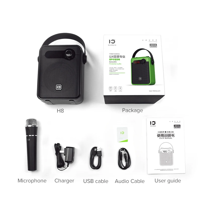 SHIDU 25W Portable Voice Amplifier Bluetooth Karaoke Speaker With Handheld Wireless Microphone Echo AUX Recording TWS Radio H8 images - 6