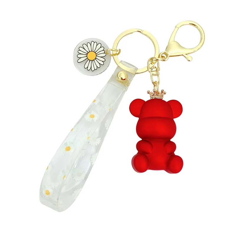 

Cystal Cartoon Cute transparent crown bear Keychain For Women Deer Doll Key Ring Key chain Charm Bag Car Key Ring Jewelry 2020