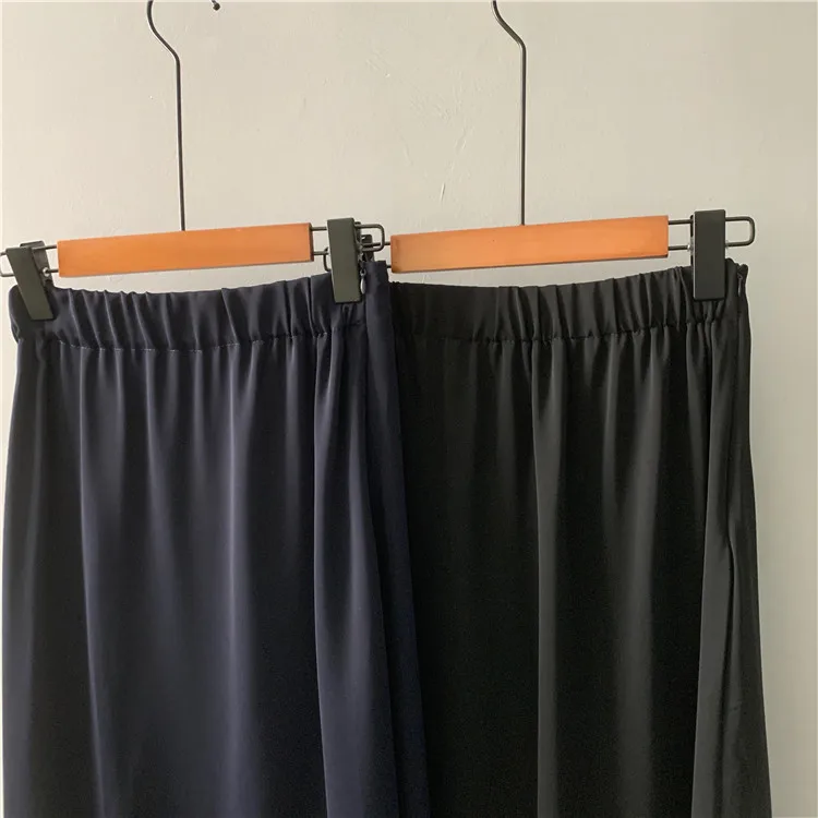 

Patchwork Skirt Women Simple Slim 2020 Autumn New Side Split Skirts Fashion A Line Black Elastic Waist Long Skirts Woman Faldas