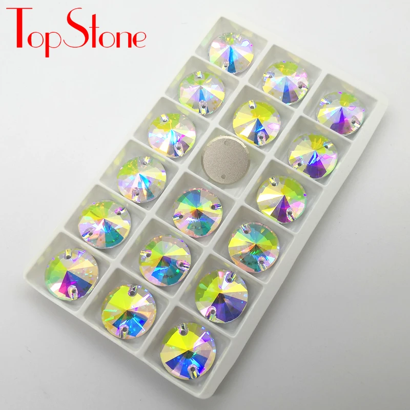K9 #3200 AB Кристалл риwill круглые пришивные стразы с плоской задней частью Размер 8 10 12