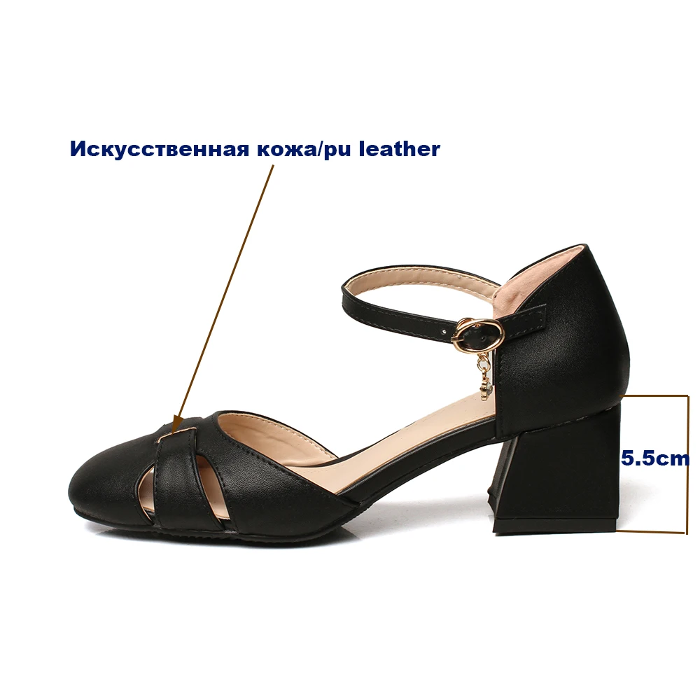 

Aliona Shoo Women New Arrival Buckle Strap High Heeled Pu Leather Round Toe Slippers Sandals Basic Shoes Summer Shoes Woman34-43