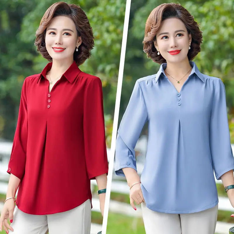 

Рубашка Женская весенне-летняя однотонная, 2021, 5XL, D22