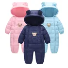 Одежда для маленьких мальчиков, зимний комбинезон для новорожденных, Детская пуховая куртка, детский цельный комбинезон с мультяшным медведем для девочек, детский комбинезон, уличная одежда