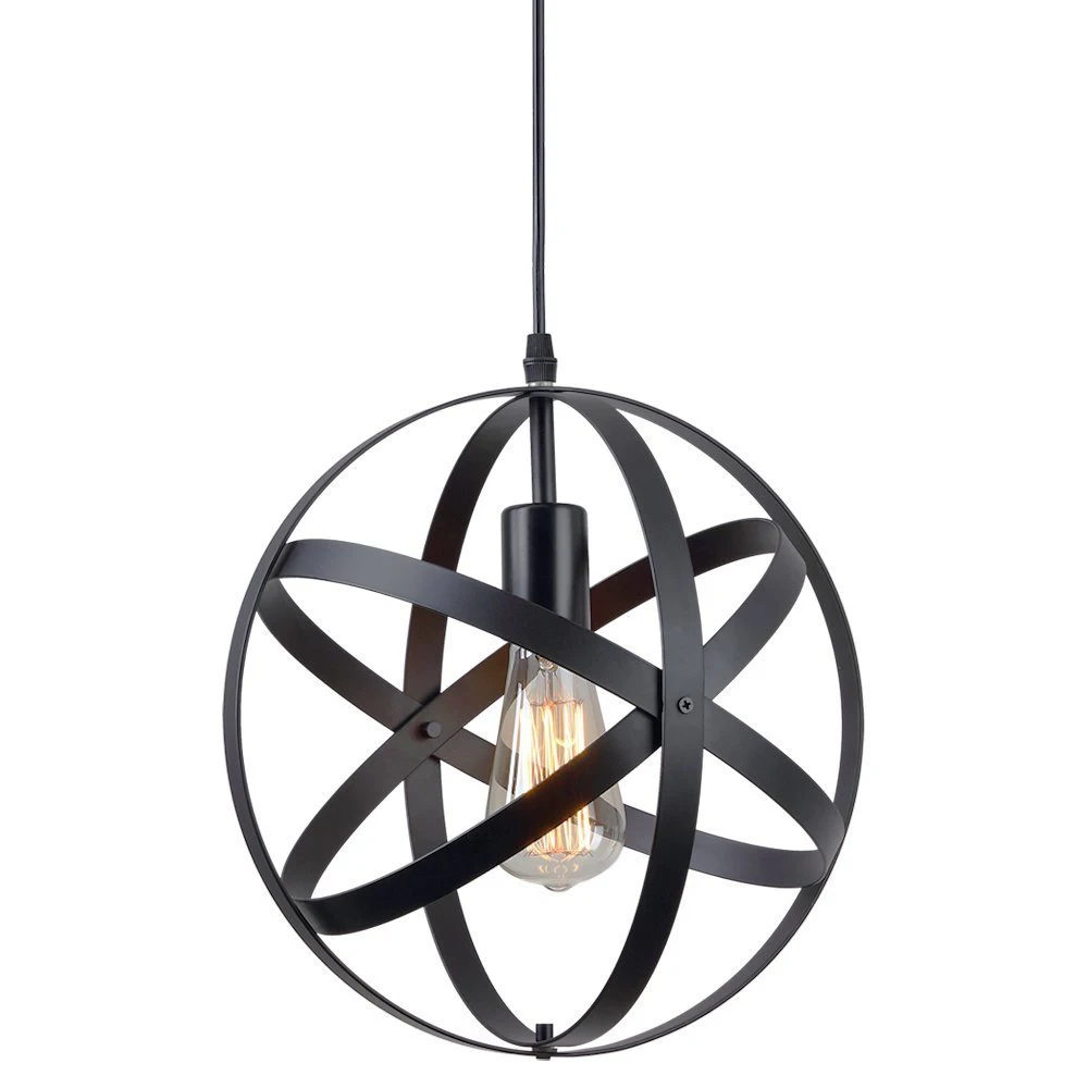 

Industrial Metal Spherical Pendant Lights Displays Changeable Hanging Light Fixture Home Decor Rustic Vintage Edison Cord Lamp
