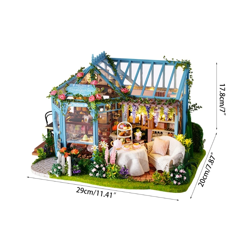 

Dollhouse Miniature with Furniture, DIY Wooden Dollhouse Kit Plus Dust Proof & Music Box , 1:25 Tiny House Building House) WXTD